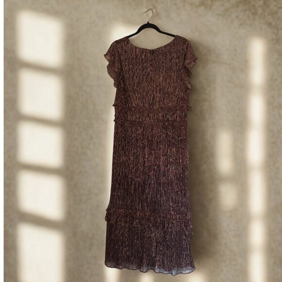 Julia Jordan Metallic Bronze Cocktail Midi Dress - Picture 3 of 4